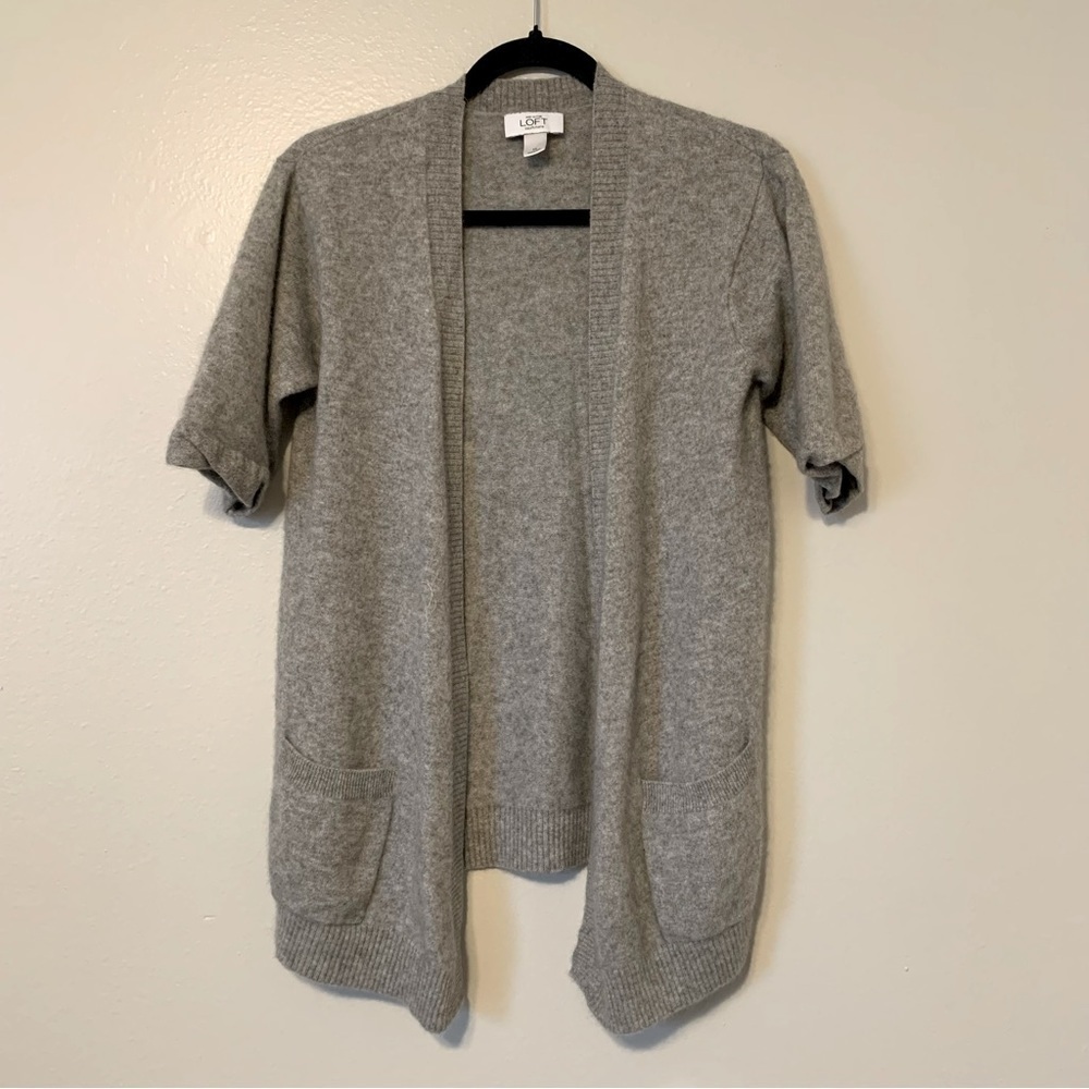 LOFT Cashmere Gray Open Cardigan Sweater